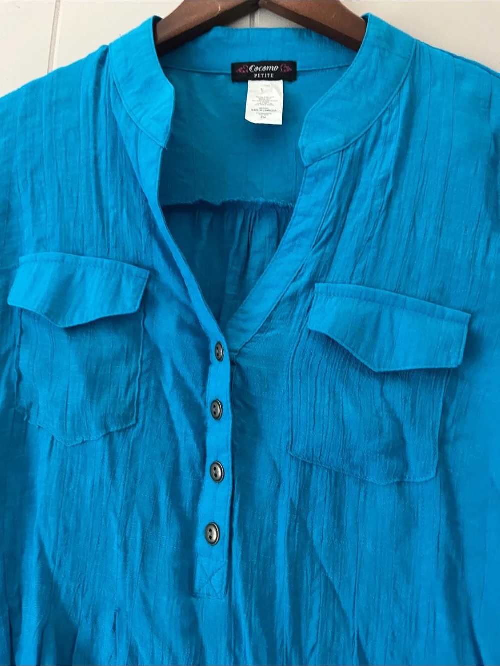 Alfani Women’s Turquoise Button-Front Blouse - Picture 5 of 8